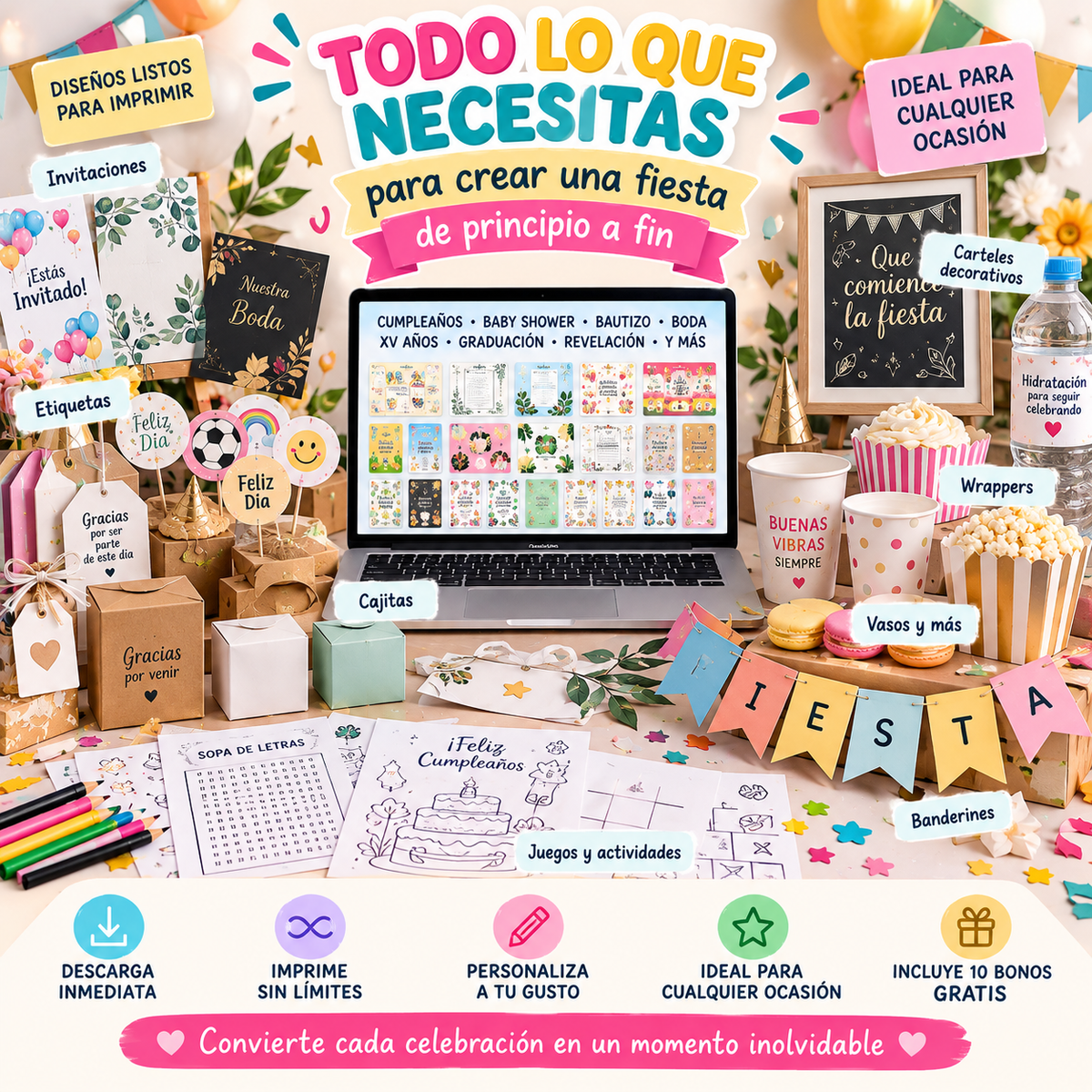 🎈TODO LO QUE NECESITAS PARA CREAR UNA FIESTA DE PRINCIPIO A FIN🎈